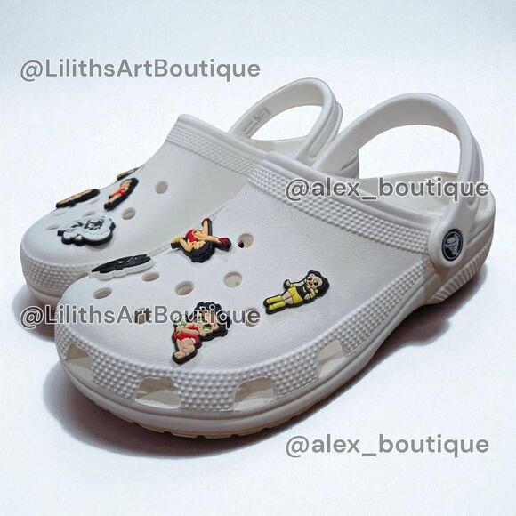 Crocs Classic Clogs White Betty Boop Charms Shoes(F031)-Size 6/8 for Unisex - Picture 5 of 12
